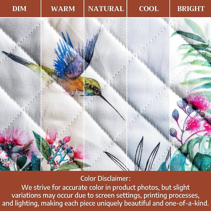 Maison d' Hermine 100% Cotton Oven Mitt & Pot Holder Set (7.5"x13" & 8"x8") | Heat Resistant BBQ Cooking Gloves with Loop Baking Grilling Kitchen Hotel Home Farmhouse Spring Summer - Tropiques
