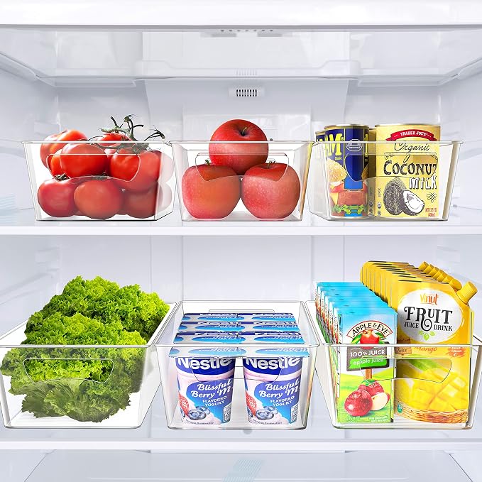 Simple Houseware Pantry Bins Storage Organizer, 8 Packs, (4M/4L) | Large 14 x 7 x 3.75 in. | Medium 12 x 6.2 x 3.4 in.
