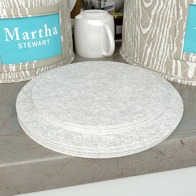 Martha Stewart Dinnerware Stemware Glassware Organizer Home Storage Container Case, 3 Piece Dinnerware Set Organizer For Dessert, Salad and Dinner Plates With Felt Dividers, Skyland Faux Bois