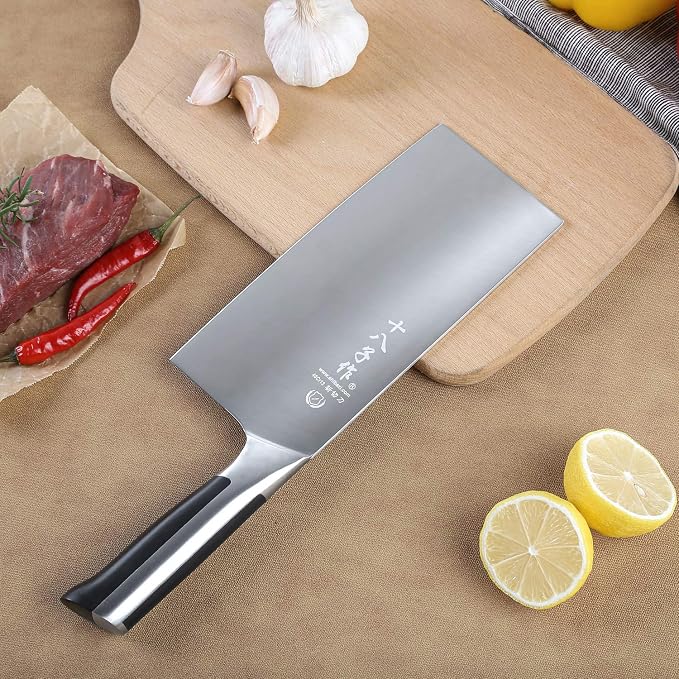 SHI BA ZI ZUO 7 Inch Cleaver Knife for Chopping Bones and Cutting Meat