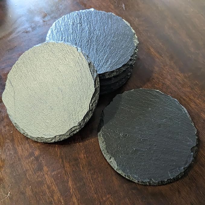 The Open Road Awaits: Motorcycle Coasters with Inspirational Quote - Round Slate - Set of 4