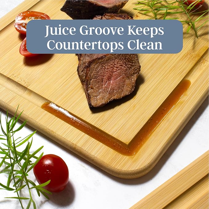 Totally Bamboo Cutting Boards for Kitchen with Juice Groove, Set of 3 – Bamboo Wood Cutting Board Set in Small, Medium & Large Sizes