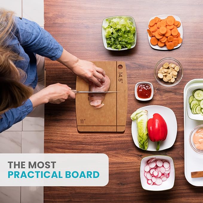 Wooden Cutting Board for Kitchen - Small Composite Wood Cutting Boards Dishwasher - Thin, BPA Free & Eco-Friendly Chopping Board (11.5 x 9 Inch, Natural)