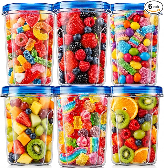 Tafura Freezer Containers, 6 Pack, 32 Oz, Leakproof BPA-Free Lids | Twist-top screw-on closures help prevent spills during storage, transport, and meal prep.