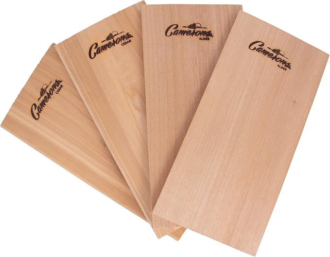 Camerons Cedar & Alder Grilling Planks - 4 Pack (5.5x11.5") - Premium Natural Wood - Easily Infuse Smoky Flavor into BBQ Salmon, Fish, Pork, Veggies, and More - Sourced in the USA - Grilling Gift Idea