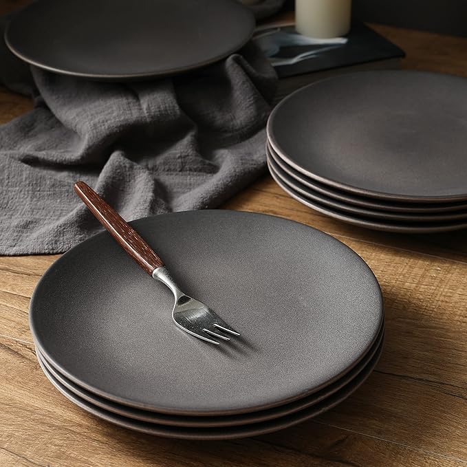 Stone Lain Grao Stoneware 16-Piece Dinnerware Set, Grey