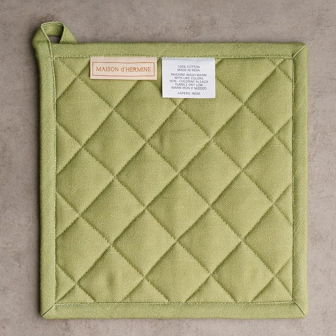 Maison d' Hermine Pot Holders 100% Cotton Potholders (8" x 8", Pack of 1) | Heat Resistant Hot Pads with Loop BBQ Cooking Baking Hotel Kitchen Handling Hot Pans Thanksgiving Christmas - Mountain Life