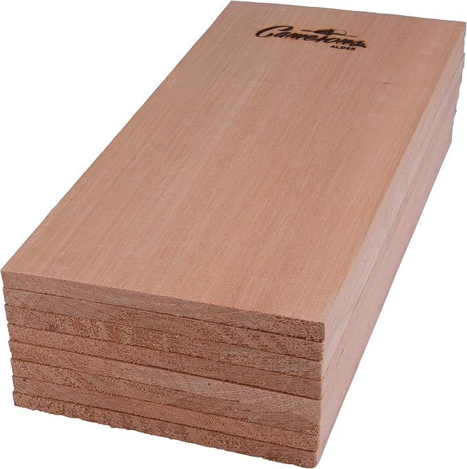 Camerons Alder Grilling Planks - 8 Pack (5.5"x11.5") - Premium Natural Alder Wood - Easily Infuse Smoky Flavor into BBQ Salmon, Fish, Pork, Veggies, and More - Sourced in the USA - Grilling Gift Idea