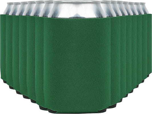Blank Beer Can Cooler Sleeves (110-Pack) - Soft Insulated Coolies, HTV Friendly Koolies in Bulk for Cans & Bottles - Coolie Blanks for Vinyl Projects & Wedding Favors (Kelly Green)
