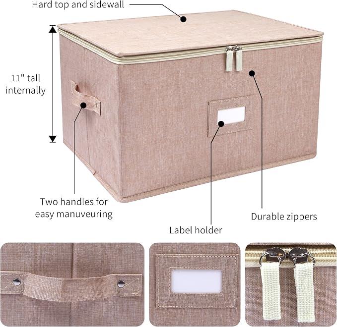 popoly Wine Glass Storage Box, Stemware Storage Containers Cases with Dividers, Stackable Moving Supplies for 12 Wine Glasses, Drinkware, Glassware or Crystal (Beige) | Stackable Moving Supplies for 12 Wine Glasses, Drinkware , Glassware or Crystal, Ha...