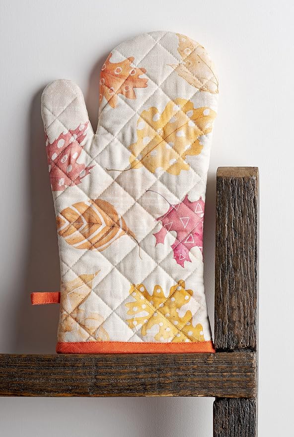 Maison d'Hermine Oven Gloves 100% Cotton Oven Mitt (7" x 13", Pack of 1) | With Loop Heat Resistant BBQ Cooking Gloves Baking Kitchen Handling Hot Pans Thanksgiving Christmas - Colours Of Autumn