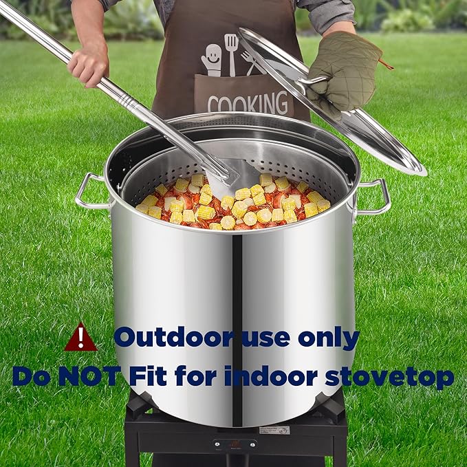 ARC 100 QT Large Crawfish Seafood Boil Pot with Basket and 2 Brown-paper Table Covers, Stainless Steel Stock Pot with Strainer, Outdoor Cooking Pot for Lobster, Crab, and Shrimp, 24 Gallon Pot