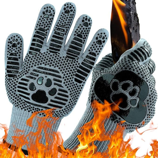 UBeesize BBQ Gloves (Bear Paw), 1472°F Heat Resistant Grill Gloves, Fireproof Oven Gloves for Cooking, Non-Slip Fire Glove for Grilling, Barbecue, Smoker, Baking, Frying