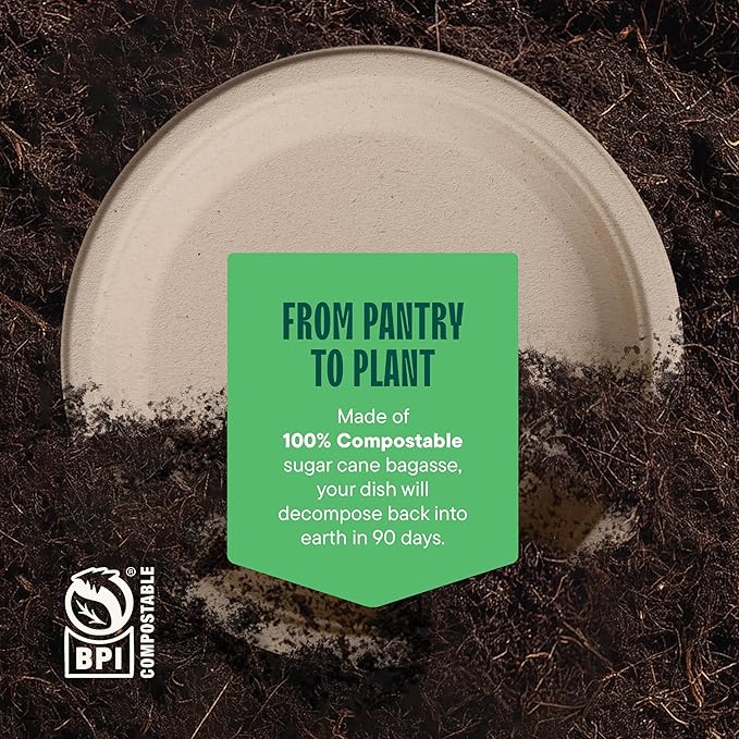 100% Compostable Paper Plates, Heavy Duty Disposable Plates [125-Pack] 9 Inch Plates - Eco-Friendly, Biodegradable Sugarcane Bagasse, Natural Unbleached Brown 9" Dinner Paper Plate Disposable | Eco-Friendly Biodegradable Sugarcane Bagasse Dinner Plates...