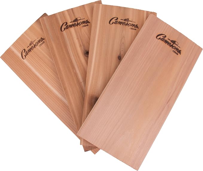 Camerons Cedar Grilling Planks - 4 Pack (5.5"x11.5") - Premium Natural Cedar Wood - Easily Infuse Smoky Flavor into BBQ Salmon, Fish, Meat, Veggies, and More - Sourced in the USA - Grilling Gift Idea