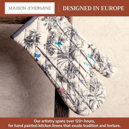 Maison d'Hermine Oven Gloves 100% Cotton Oven Mitt (7" x 13", Pack of 1) | With Loop Heat Resistant BBQ Cooking Gloves Baking Kitchen Handling Hot Pans Thanksgiving Christmas - Amazonia