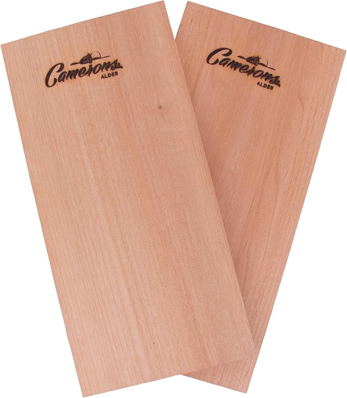 Camerons Alder Grilling Planks - 2 Pack (5.5"x11.5") - Premium Natural Alder Wood - Easily Infuse Smoky Flavor into BBQ Salmon, Fish, Pork, Veggies, and More - Sourced in the USA - Grilling Gift Idea