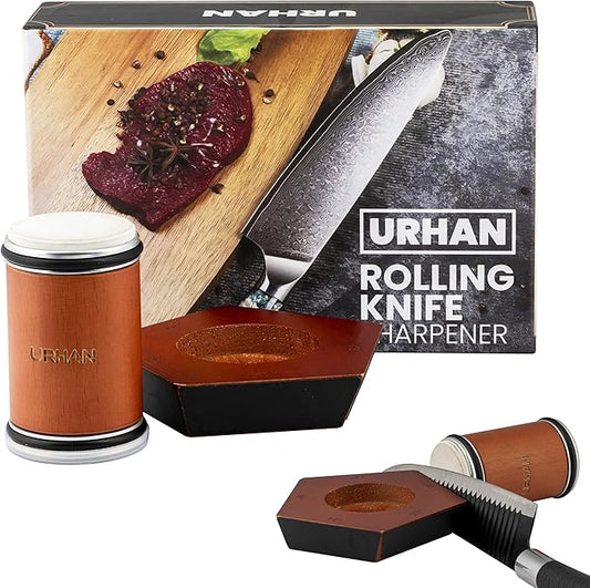 Rolling Knife Sharpener Kit – 5 Magnetic Angles (12, 15, 17, 19 & 22 Degrees) – Diamonds and Ceramic Discs – Durable Knife Sharpening System – Easy to Use at Home – Suitable for Kitchen Knives