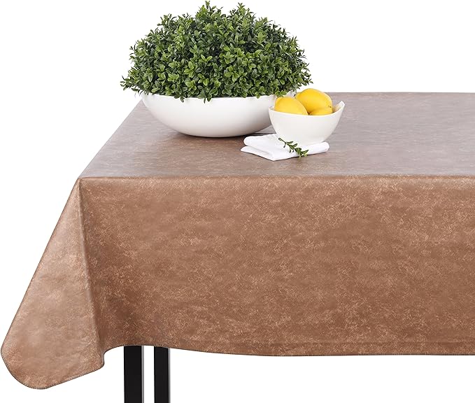 Yourtablecloth Heavy Duty Vinyl Rectangle or Square Tablecloth – 6 Gauge Heavy Duty Tablecloth – Flannel Backed – Wipeable Tablecloth with Vivid Colors & Many Sizes 52 x 90 Burgundy