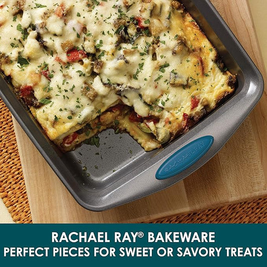 Rachael Ray Yum -o! Nonstick Bakeware Baking Pan With Grips / Nonstick Cake Pan With Grips, Rectangle - 9 Inch x 13 Inch, Gray