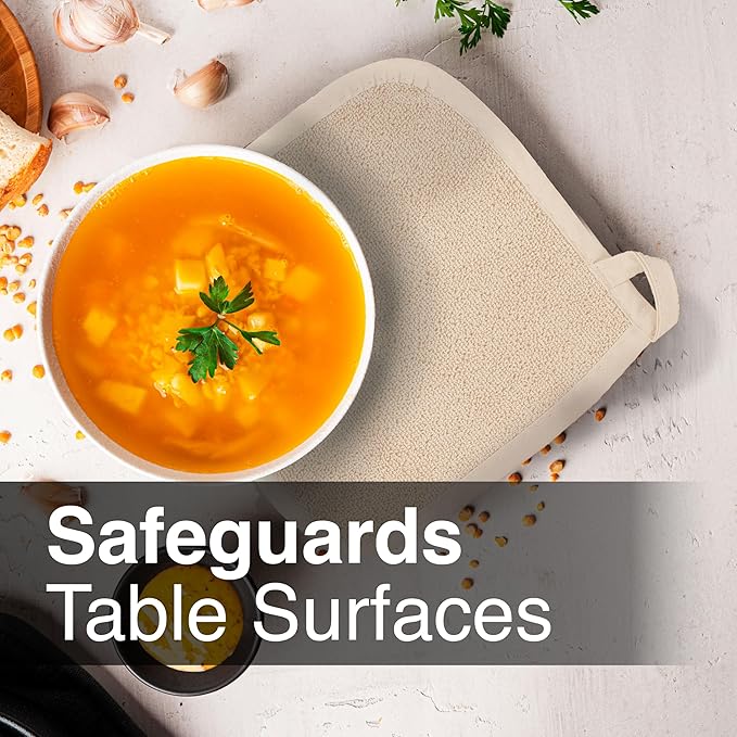 RITZ Terry Potholder & Hot Pad: Unparalleled Heat Resistant, Durable 100% Cotton – Ergonomically Designed for Optimal Grip – Easy-Care Machine Washable – 4-Pack, Latte