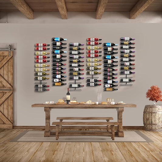 Sorbus Wall Mount Wine Rack – Holds 12 Bottles – Black Metal Wine Bottle Holder for Wall, Modern Wine Rack for Home Bar, Kitchen