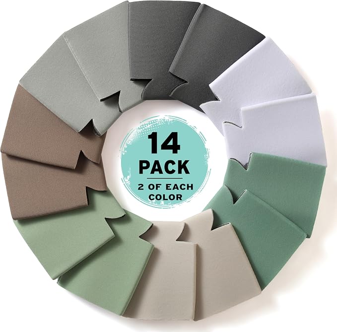 Blank Beer Can Cooler Sleeves (14-Pack) Soft Insulated Beer Cozy for Cans - HTV Friendly Plain Coolies in Bulk for Beer Cans & Bottles - Can Cozy Sublimation Blanks for Vinyl Projects & Wedding Favors