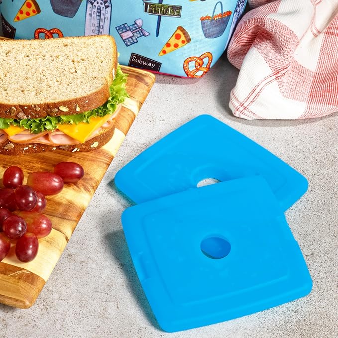 Cool Coolers by Fit + Fresh, 4 Pack Slim Ice Packs, Space Saving Reusable Ice Packs for Lunch Boxes or Coolers