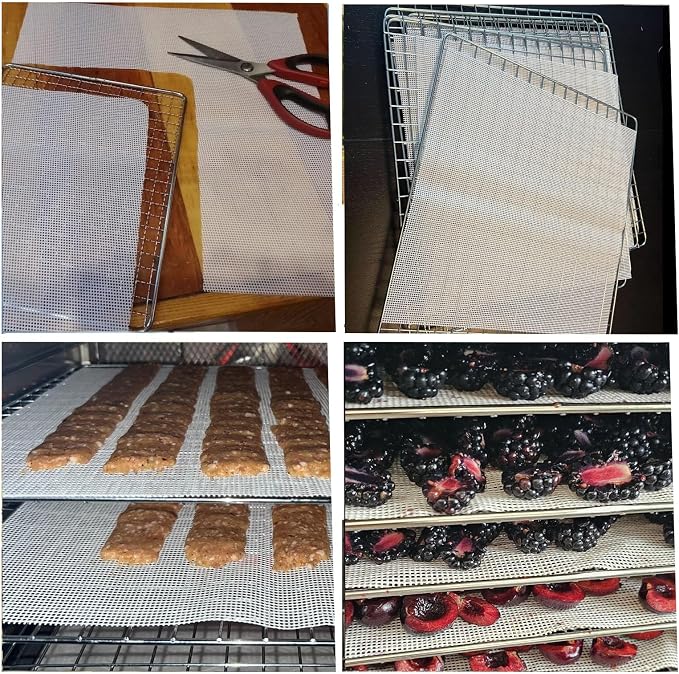Silicone Dehydrator Sheets, Non-Stick Reusable Dehydrator Mats for Fruit Dryer Mesh,Pad,15.7 x 157 Inches Deyer Mesh Mats Reusable