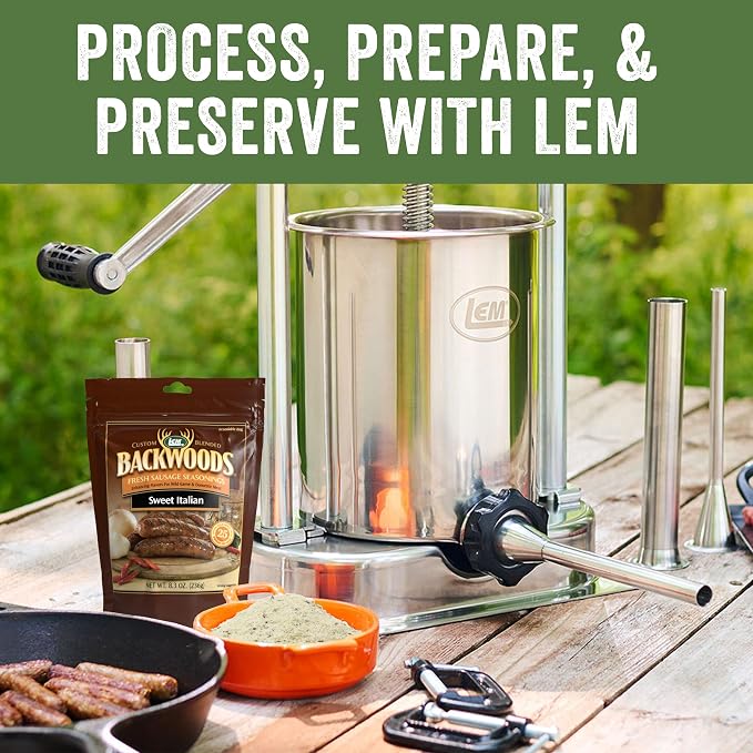 LEM Products Backwoods Sweet Italian Fresh Sausage Seasoning, 8.3 oz Packet | Pre-Measured Seasoning for Wild Game and Domestic Meat, Seasons Up to 25 Pounds of Meat for Homemade Patties and Sausages