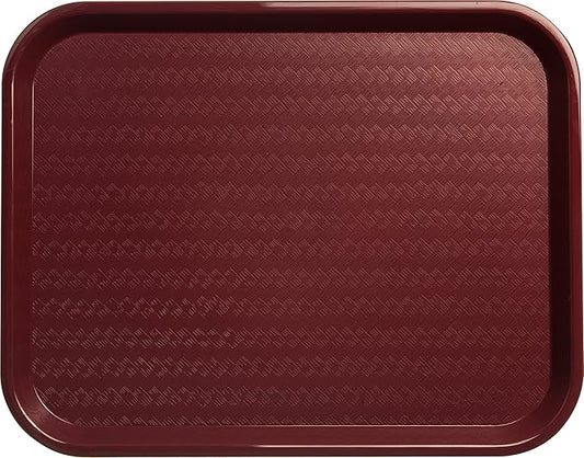 Carlisle FoodService Products Fast Food Cafeteria Tray 14" x 18", Durable Polypropylene with Slip-Resistant Surface, Stackable for Cafes and Schools, BPA-Free, Burgundy (Pack of 12)