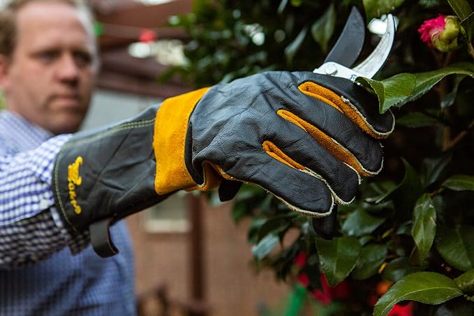 G & F Products Premium Leather Heat-Resistant Gloves – BBQ, Fireplace – Puncture, Cut, and Fire Protection with Cotton Lining and Kevlar Stitch – Durable Suede and Cowhide Leather