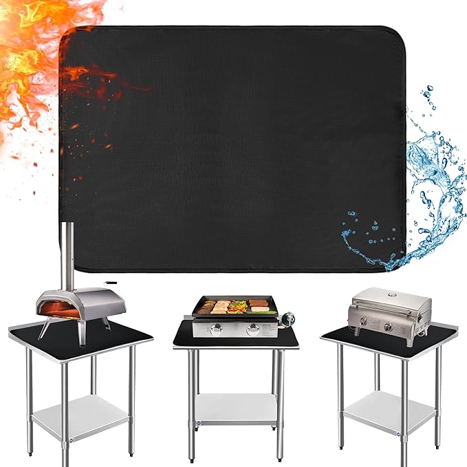 Heat Resistant Mats for Countertop fits Tabletop Grill, 31x24x0.02in, Black | 1022℉ Fireproof grill mat for countertop/table protection, fits gas/charcoal grills, pizza ovens, fits Blackstone & Ninja