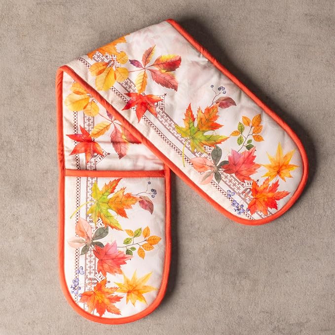 Maison d' Hermine Double Oven Mitts 100% Cotton Double Oven Glove (7"x35") | Heat Resistant BBQ Cooking Gloves with Loop Baking Kitchen Home Hotel Farmhouse Thanksgiving Christmas - Amarante