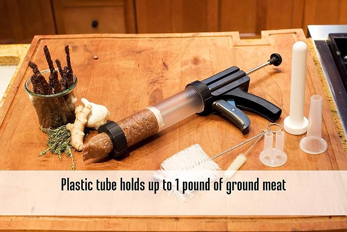 Weston Original Jerky Gun Jr , Plastic Tube Holds 1lb of Ground Meat, Dishwasher Safe,White