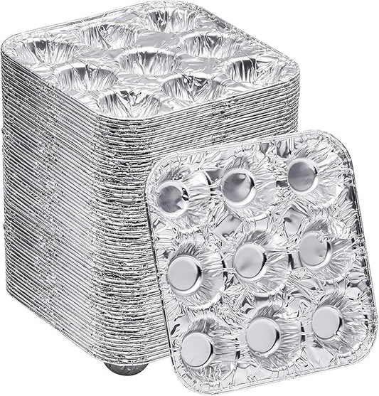 9-Cavity Mini Cupcake and Muffin Pans | Disposable Aluminium Baking Pans | Use for Baking Mini Muffin, Cupcake, Cake | For Weddings, Parties, Birthdays, Gatherings (48 Pack)