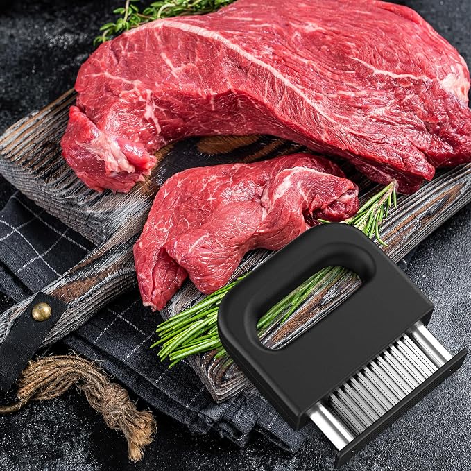 Meat Tenderizer Tool with 48 Stainless Steel Blades, Heavy-Duty Needle Tenderizer for Steak, Beef, Pork & Chicken, Kitchen Cooking Gadgets Tools Black