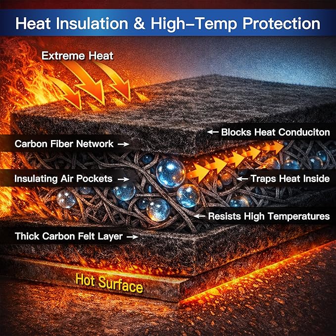 Fireproof Welding Blanket - 2x3 Feet, Matska Carbon Felt Soldering Mat & Pad, ASTM D6413 Certified 5mm Flame Retardant Fabric, Heat Shield for Brazing, Automotive Repair, Grill & Smoker, Black