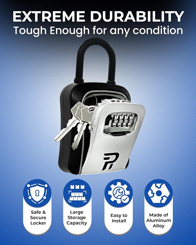 Key Lock Box for Outside – Large Outdoor Lockbox for Keys with Code, 4-Digit Combination Hidden Safe to Hide a Key Outside, Portable Safe Key Storage, 6.7 in, 2 Packs
