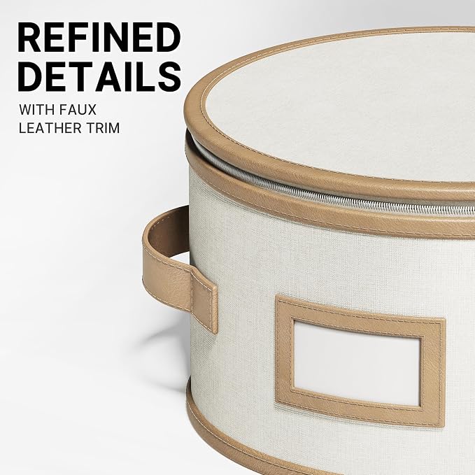 Hard Shell China Storage Containers – 5 Piece Set for Storing Dinner Plates, Salad Plates, Mugs, Quilted Dividers for Safe Moving and Seasonal Storage, Beige