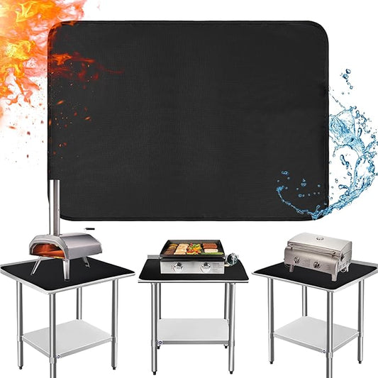 24x36in Heat Resistant Grill Mats for Outdoor Grill to Protect Your Prep Table and Outdoor Grill Table - Fire Proof & Water Proof & Oil Proof BBQ Mat - Black (1mm) | 1022℉ Fireproof grill mat for countertop/table protection, fits gas/charcoal grills, p...