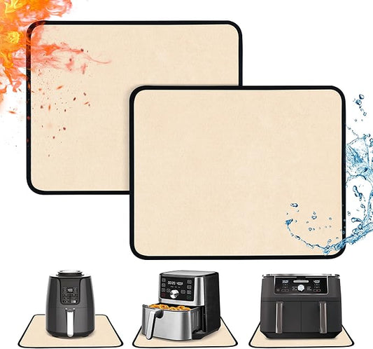 Heat Resistant Mats for Countertop - Fireproof 15x18 in Heat Resistant Mats for Air Fryer - Kitchen Countertop Protector for Air Fryer, Coffee Maker, Stand Mixer, Toaster, Oven 2PCS - Khaki
