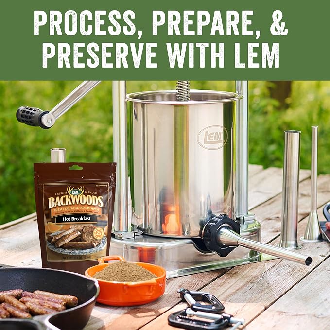 LEM Products Backwoods Hot Breakfast Fresh Sausage Seasoning, 8.3 oz Packet | Pre-Measured Seasoning for Wild Game and Domestic Meat, Seasons Up to 25 Pounds of Meat for Homemade Patties and Sausages