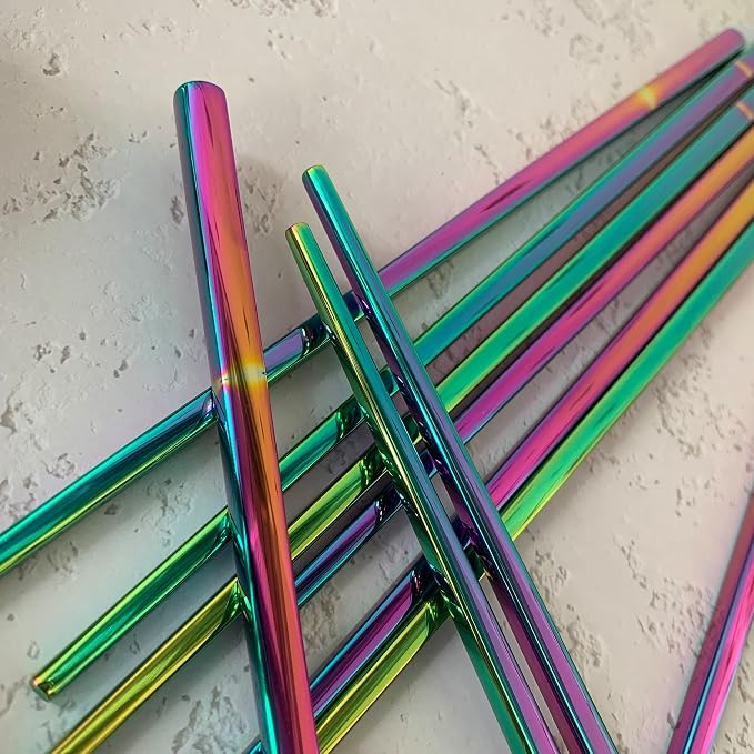Koolemon 5pairs Polished Multicolor Rainbow 304 Stainless Steel Chopsticks Set,Metal Chopsticks Reusable, Dishwasher Safe, Traditional Chopstick,9.3inch,Chinese Japanese Chop stick