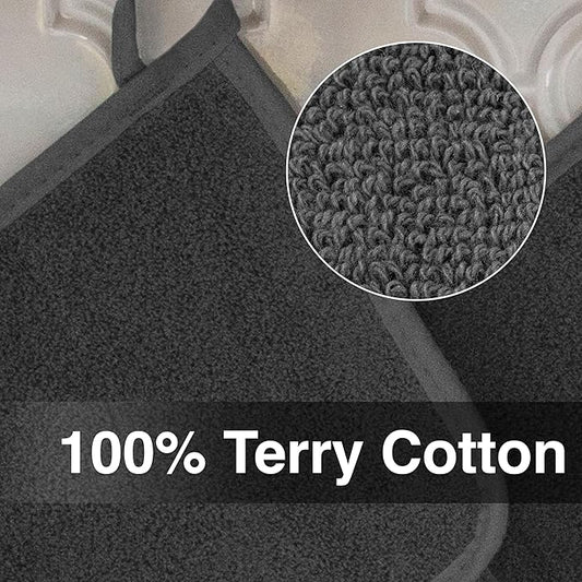 RITZ Terry Potholder & Hot Pad: Unparalleled Heat Resistant, Durable 100% Cotton – Ergonomically Designed for Optimal Grip – Easy-Care Machine Washable – 4-Pack, Graphite