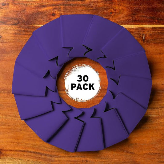 Blank Beer Can Coolers Sleeves (30-Pack) Soft Insulated Beer Can Coolies - HTV Friendly Plain Koolies in Bulk for Beer Cans & Bottles - Coolie Blanks for Vinyl Projects & Wedding Favors (Purple)
