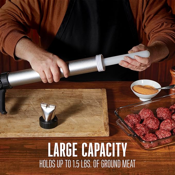 Weston Original Beef Jerky Gun Kit, Makes Flat and Round Snack Sticks, 1.5lbs Meat Capacity, With Sausage Funnel, 2 Nozzles, Stomper and Two Cleaning Brushes, Gifts for Men, Black (37-0150-W)