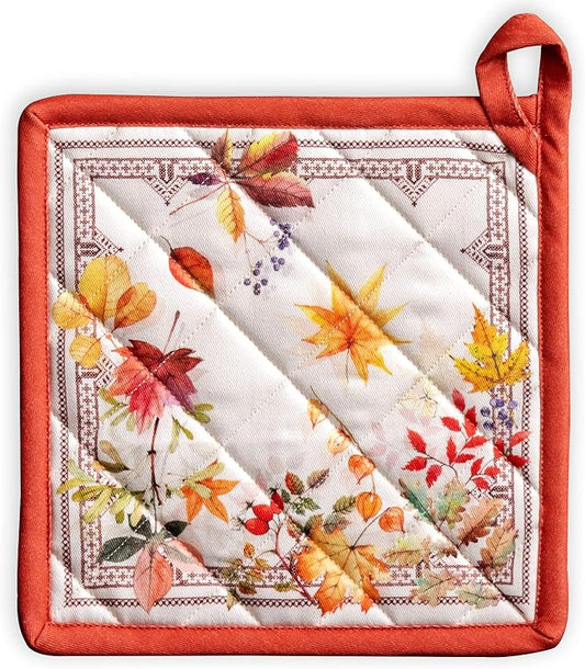 Maison d' Hermine Pot Holders 100% Cotton Potholders (8" x 8", Pack of 1) | Heat Resistant Hot Pads with Loop BBQ Cooking Baking Hotel Kitchen Handling Hot Pans Thanksgiving Christmas - Amarante