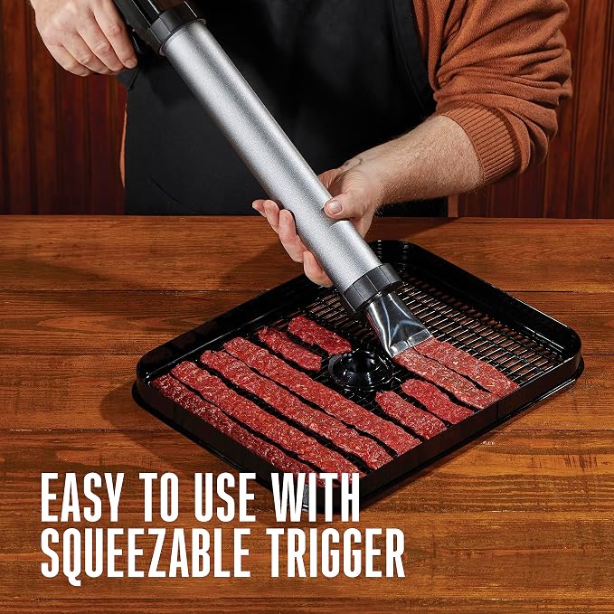 Weston Original Beef Jerky Gun Kit, Makes Flat and Round Snack Sticks, 1.5lbs Meat Capacity, With Sausage Funnel, 2 Nozzles, Stomper and Two Cleaning Brushes, Gifts for Men, Black (37-0150-W)