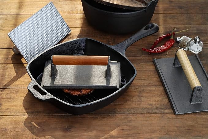 New Star Foodservice 36435 Commercial Grade Iron Steak Weight/Bacon Press, 8.25 by 4.25-Inch